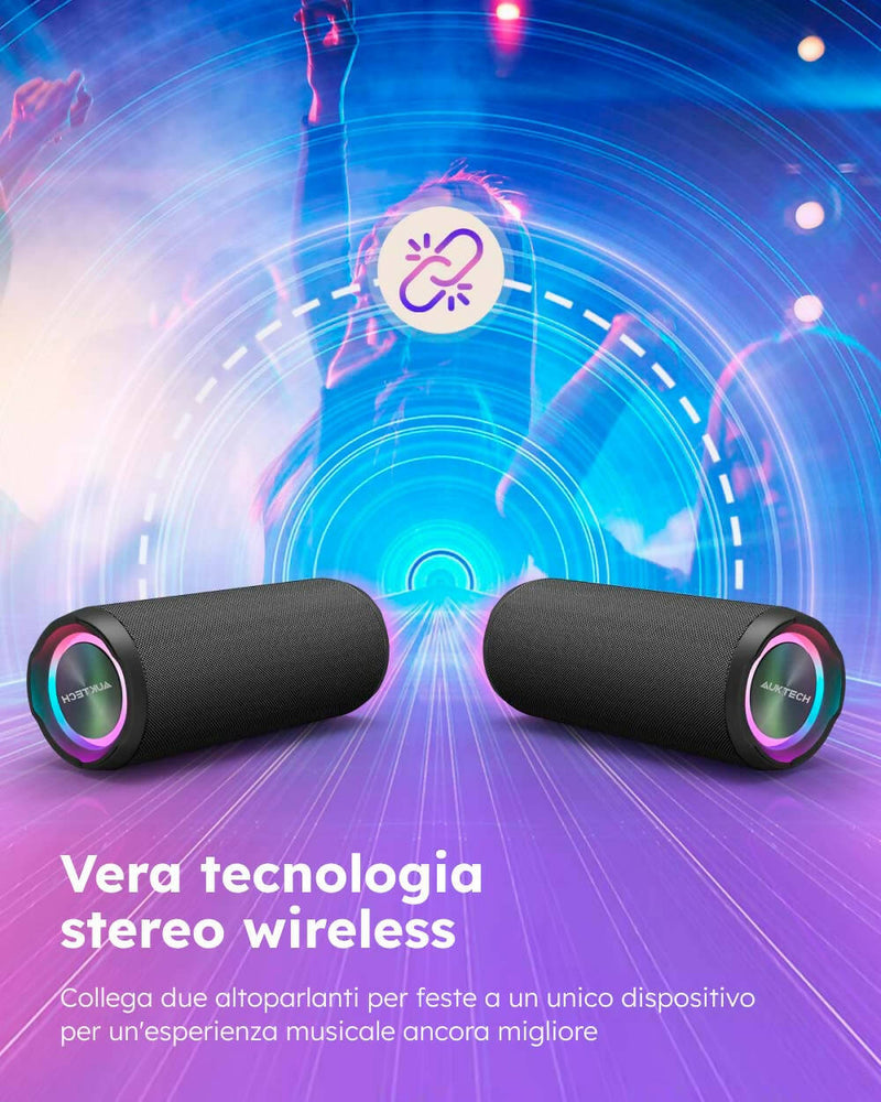 Altoparlante Bluetooth / Suono stereo potente / Impermeabile IPX7 / Vivavoce / Luce LED opzionale / Durata della batteria 20H