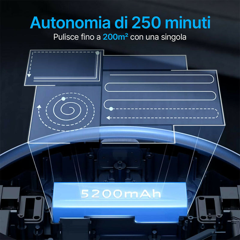 Robot aspirapolvere / Autosvuotante / Contenitore della polvere da 3,5L / 250 minuti di autonomia / 3500Pa / Navigazione intelligente Lidar