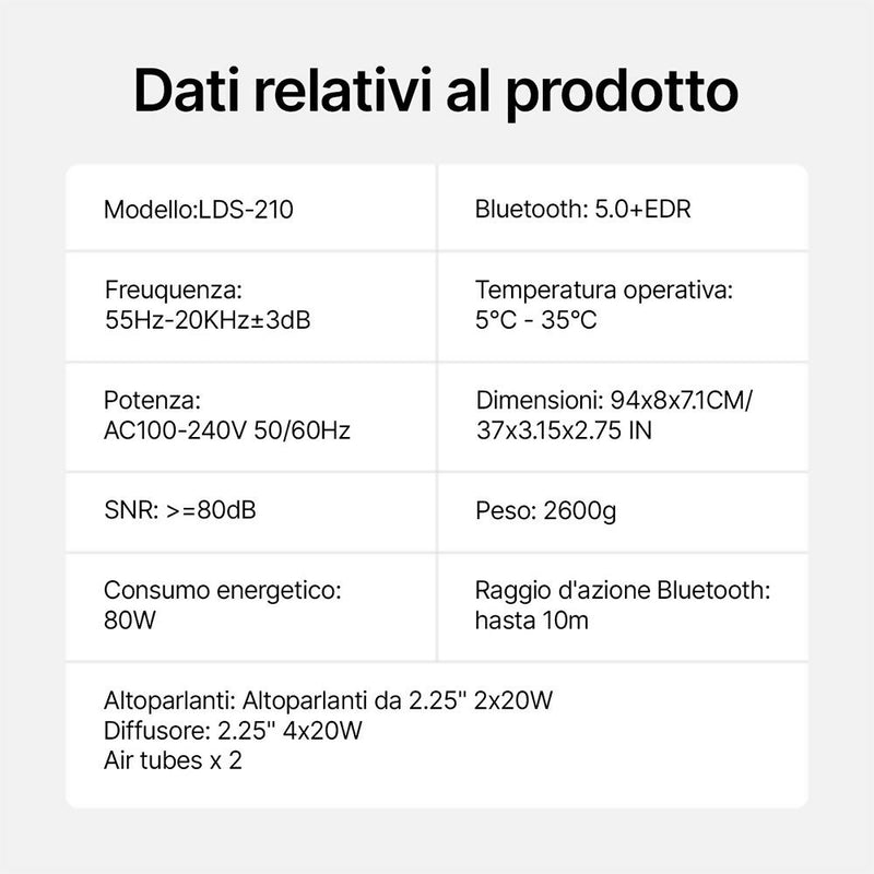 Soundbar per TV, PC, laptop e home cinema da 150 W / Connessioni multiple / Subwoofer e suono surround / Design elegante / 4 modalità di equalizzazione